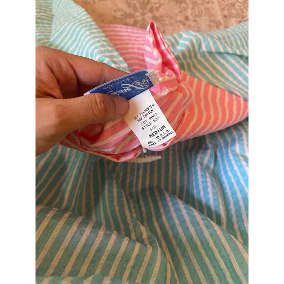 Vintage 70s rainbow pastel colorful mumu front zip size medium - Picture 7 of 7